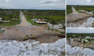 Fortes ondas castigam a Praia do Mar Moreno em Belmonte. 35