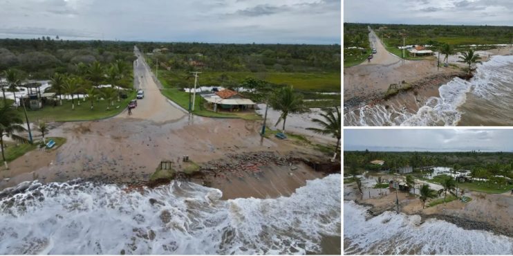 Fortes ondas castigam a Praia do Mar Moreno em Belmonte. 4