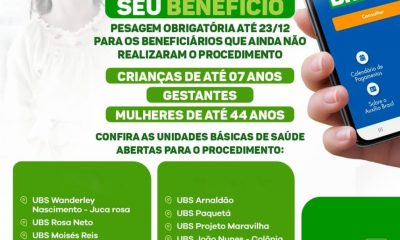 Repescagem: pesagem obrigatória dos beneficiários do Auxílio Brasil deve ser feita até esta sexta-feira 16