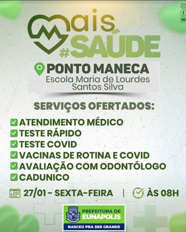 Prefeitura de Eunápolis leva ação de saúde para moradores do Ponto Maneca nesta sexta 8