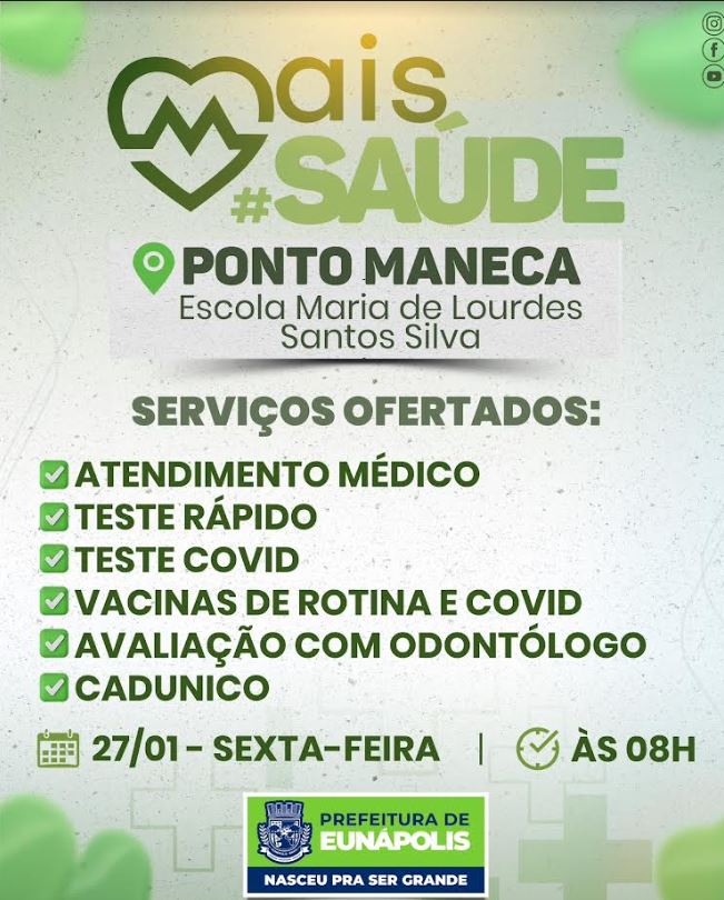 Prefeitura de Eunápolis leva ação de saúde para moradores do Ponto Maneca nesta sexta 18