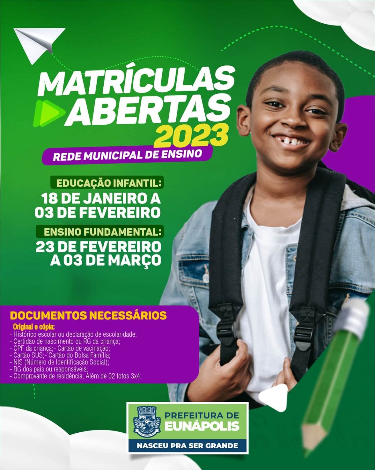 Eunápolis: Secretaria de Educação abre matrículas para novos alunos na rede municipal de ensino 10