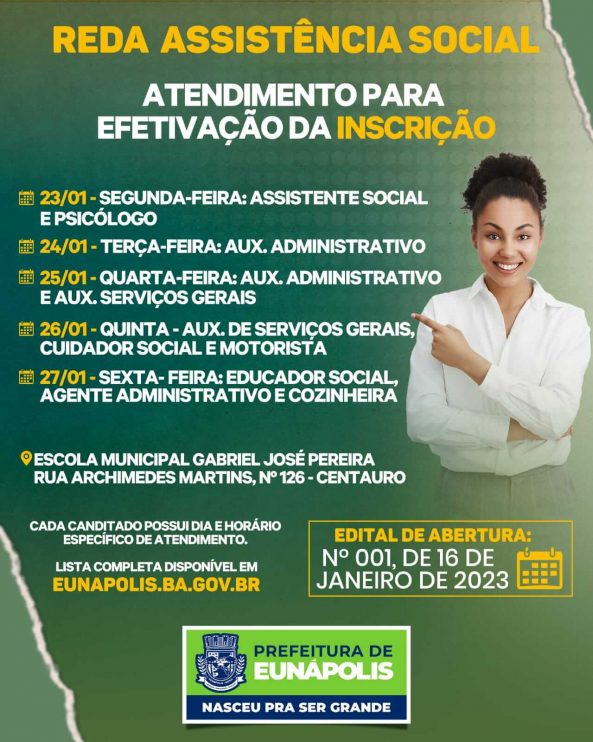 Eunápolis: começa período de efetivação da inscrição dos candidatos do REDA 9