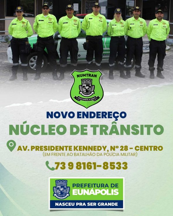 Prefeitura de Eunápolis informa mudança no endereço do setor de Trânsito 8
