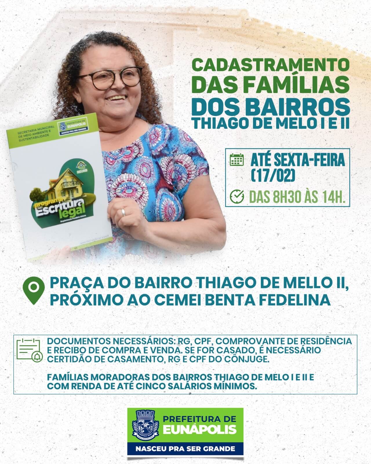 Stand para cadastramento no projeto Escritura Legal atende famílias até esta sexta-feira 21