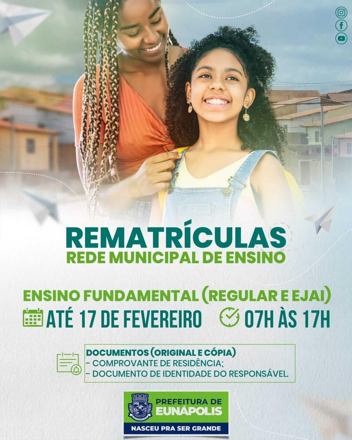 Ano letivo 2023: Prefeitura de Eunápolis inicia rematrícula para ensino fundamental 5