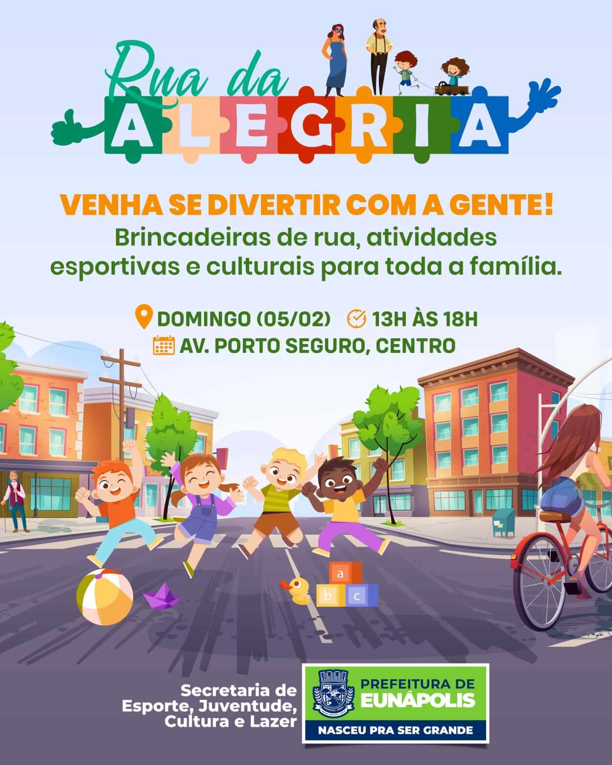 “Rua da Alegria” reúne esporte, cultura e lazer na Avenida Porto Seguro neste domingo 5