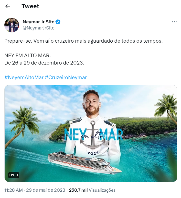 Neymar terá cruzeiro temático em dezembro de 2023; entenda 6