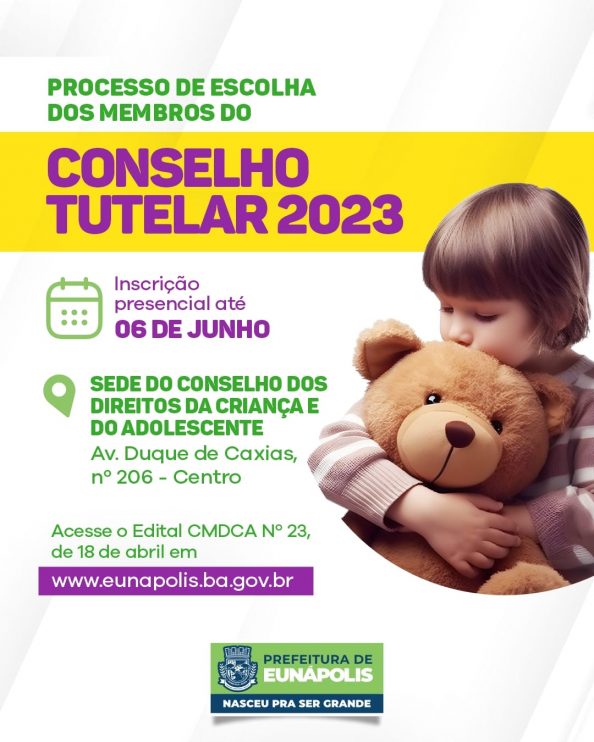 Prefeitura de Eunápolis abre vagas para conselheiros tutelares até terça-feira 9