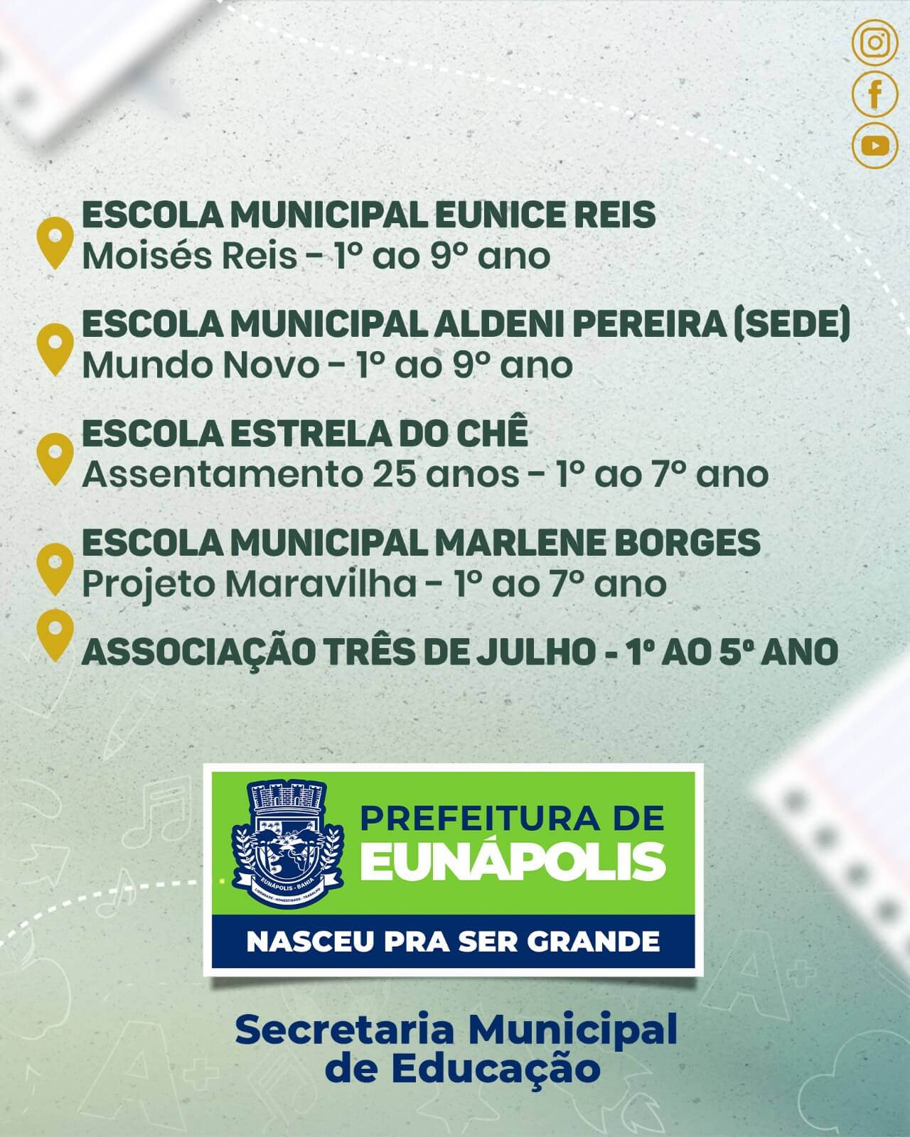 Prefeitura de Eunápolis abre matrículas para Educação de Jovens, Adultos e Idosos 63