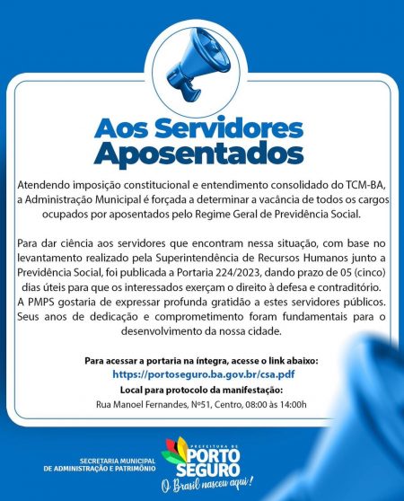 Secretaria Municipal de Administração de Porto Seguro adequa servidores aposentados à orientação de Tribunais 22
