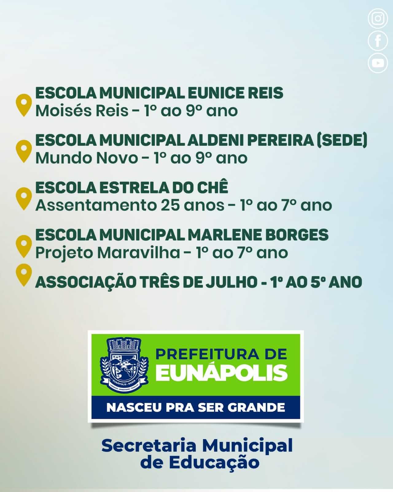 Eunápolis: jovens, adultos e idosos podem se matricular na rede municipal de ensino até 17 de outubro 6