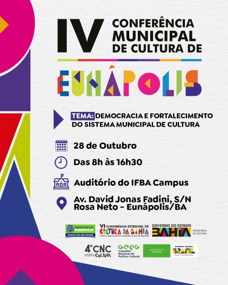 Prefeitura de Eunápolis convoca artistas e produtores para IV Conferência Municipal de Cultura 7