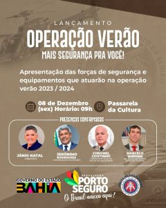 Operação Verão do Estado da Bahia será lançada em Porto Seguro nesta sexta-feira 1