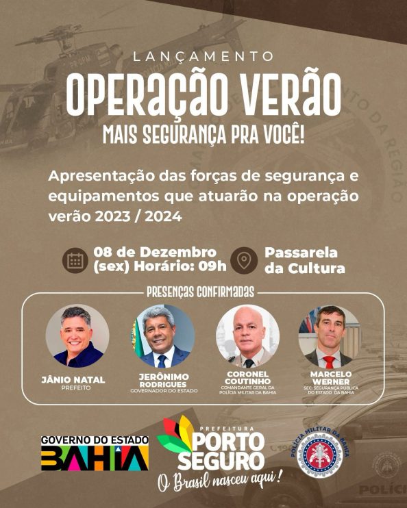 Operação Verão do Estado da Bahia será lançada em Porto Seguro nesta sexta-feira 4