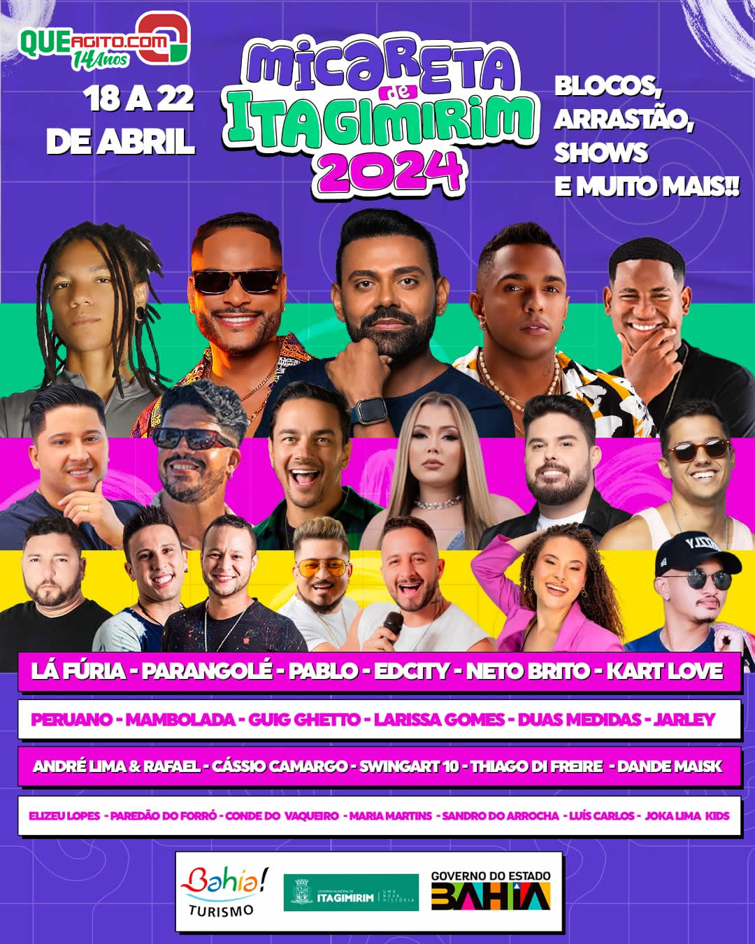 Micareta de Itagimirim 2024: Parangolé, Pablo, La Fúria, Ed City e muito mais na lista de atrações confirmadas 9