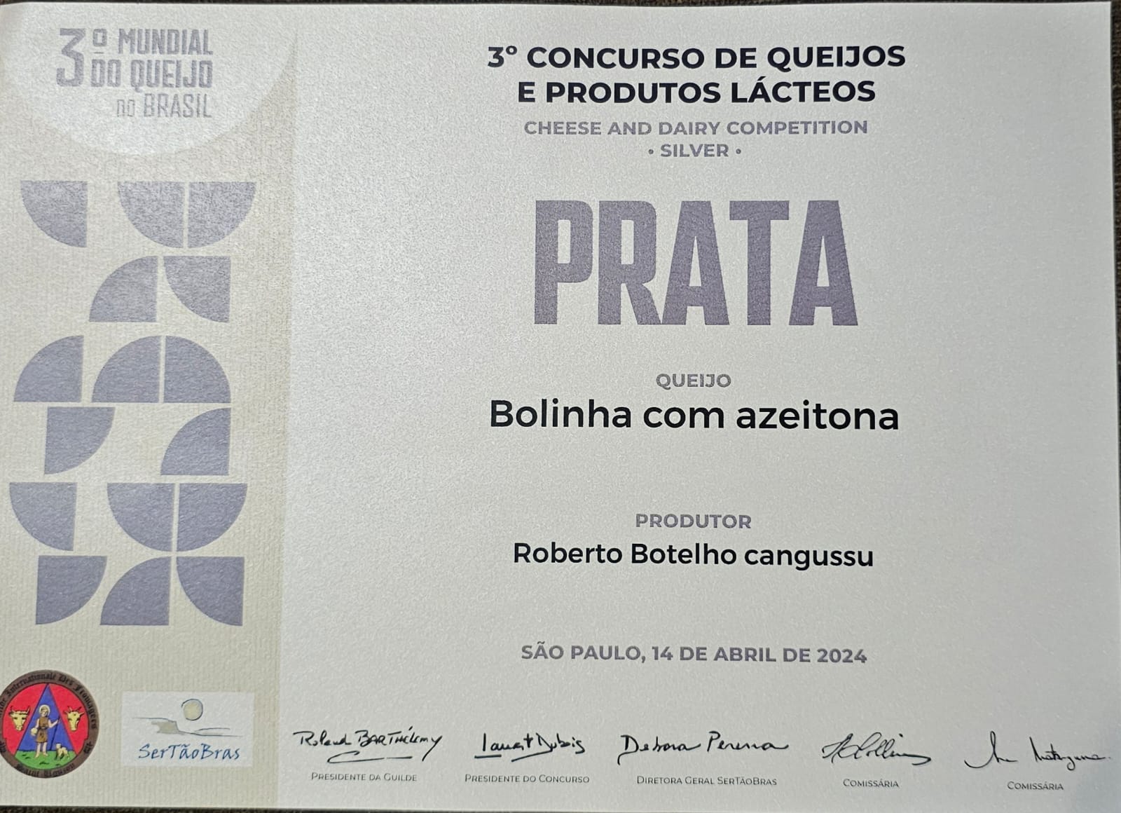 FAZENDA TREVO DOS BÚFALOS É PREMIADA EM CONCURSO MUNDIAL DE QUEIJOS 8