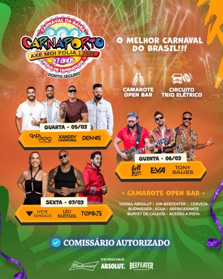 Arena Axé Moi divulga grade de programação Carnaporto 2025; Veja o dia de cada atração! 7