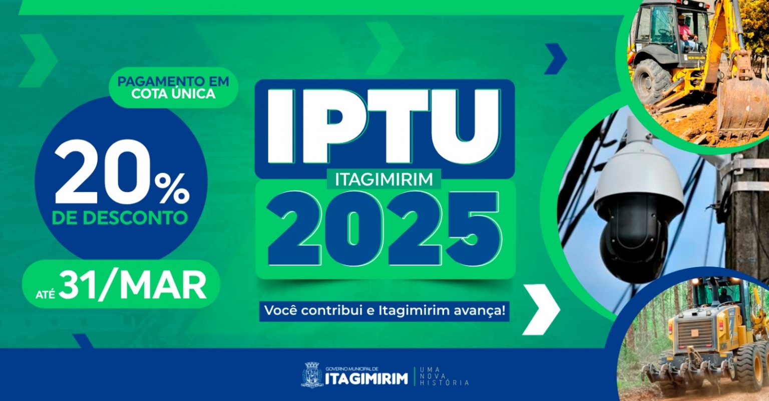 Prefeitura de Itagimirim oferece 20% de desconto para o pagamento do IPTU em cota única 12