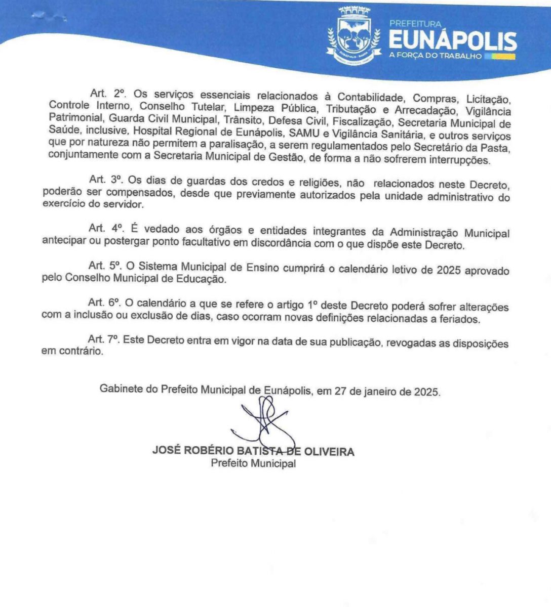 Prefeitura de Eunápolis decreta ponto facultativo de Carnaval nos dias 3, 4 e 5 de março 64