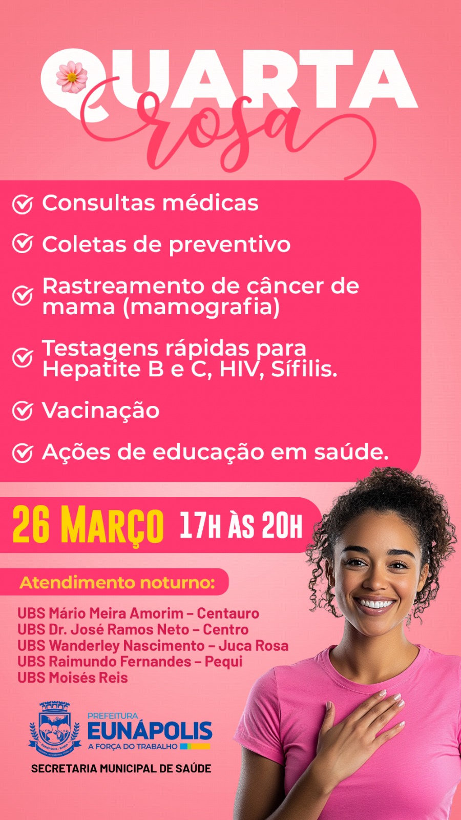 Quarta Rosa: Eunápolis encerra o Mês da mulher com ação especial voltada para saúde feminina 5