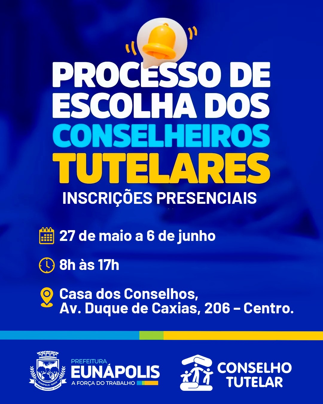 Estão abertas as inscrições para a eleição do Conselho Tutelar de Eunápolis 6