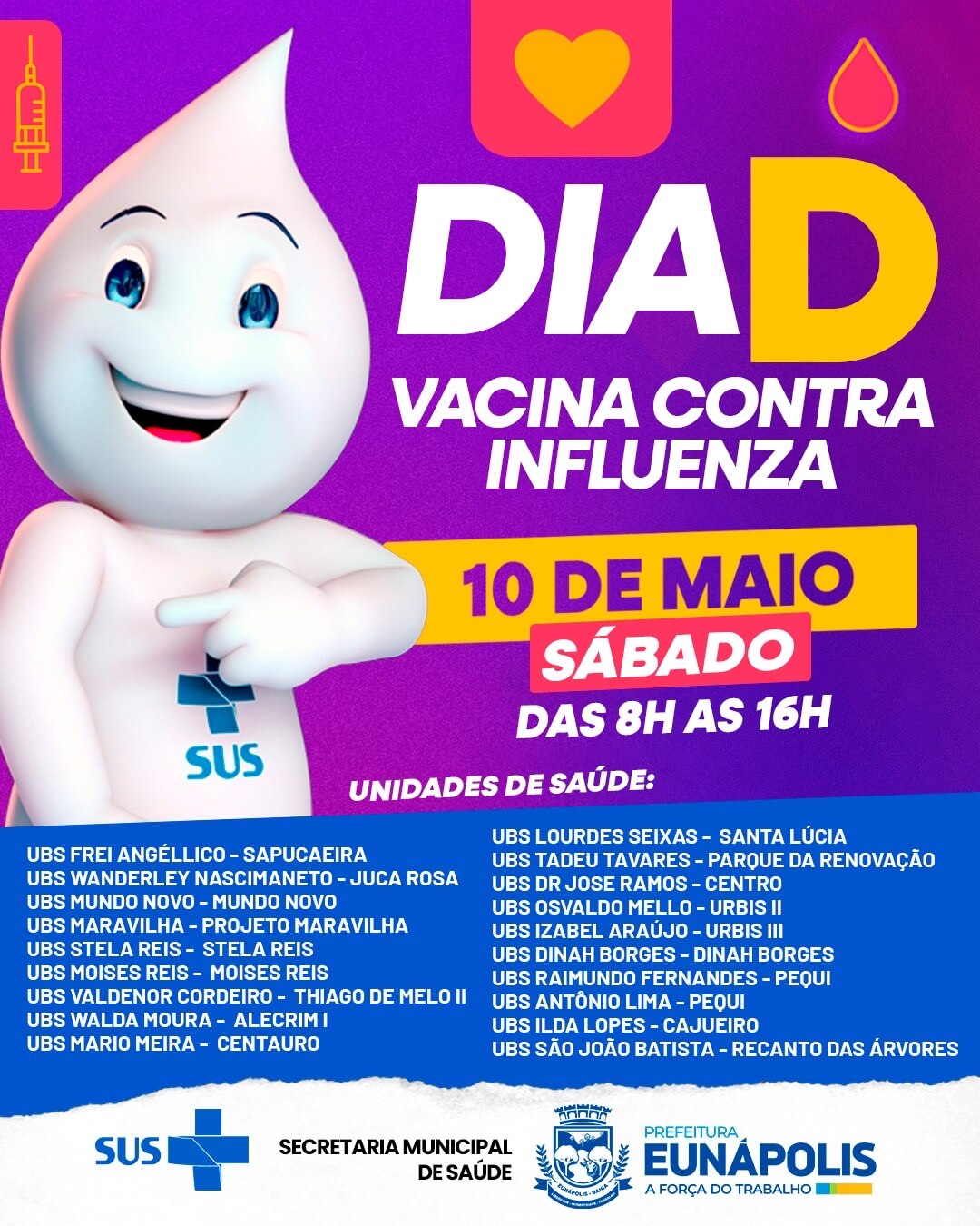 Prefeitura promove Dia D de vacinação contra a Influenza neste sábado (10) 5