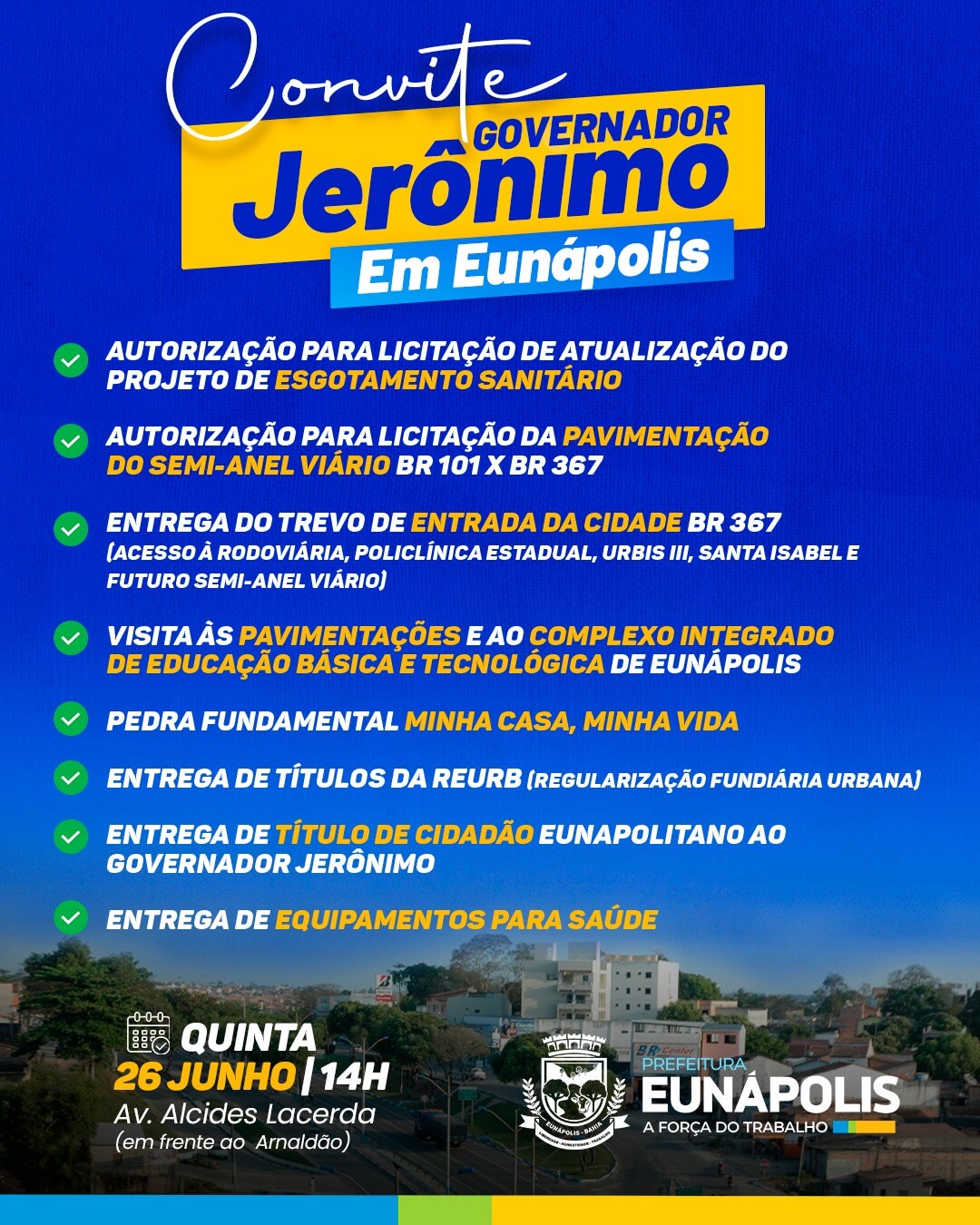 Prefeito Robério recebe governador Jerônimo em Eunápolis nesta quinta-feira (26) para entregas e autorização de obras 5