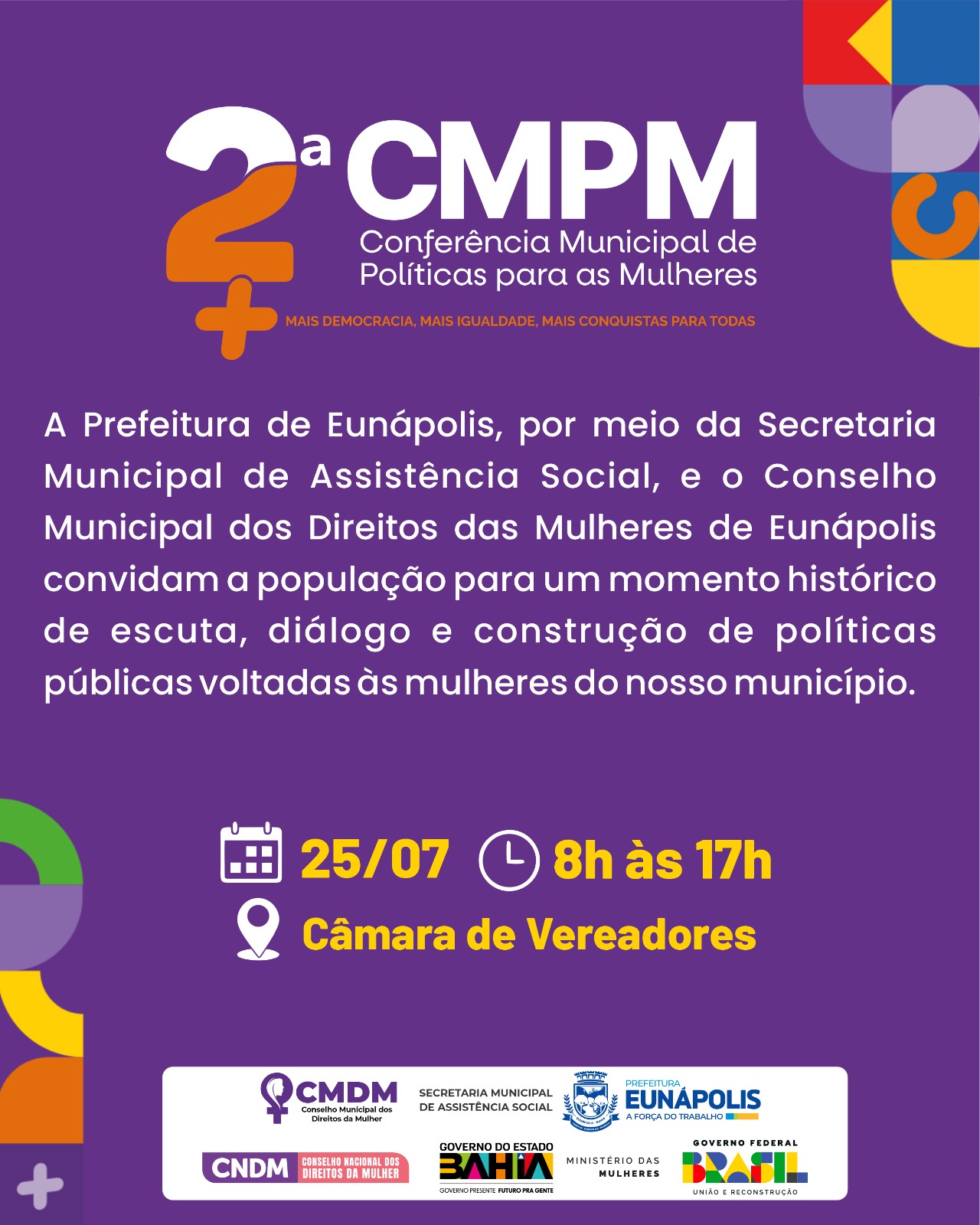 Eunápolis convida população para II Conferência Municipal de Políticas para Mulheres 4