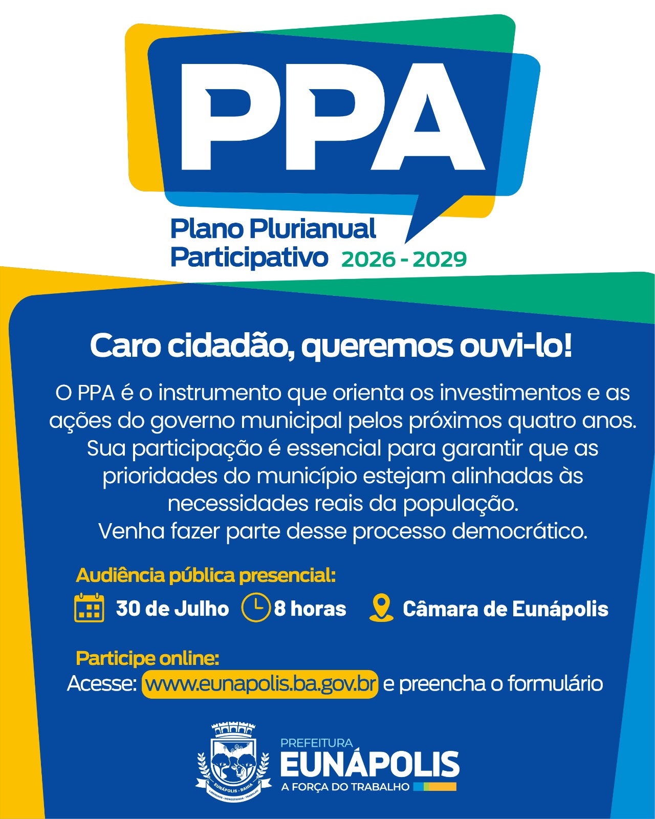 Eunápolis convida população para Audiência Pública do PPA Participativo 2026–2029 4