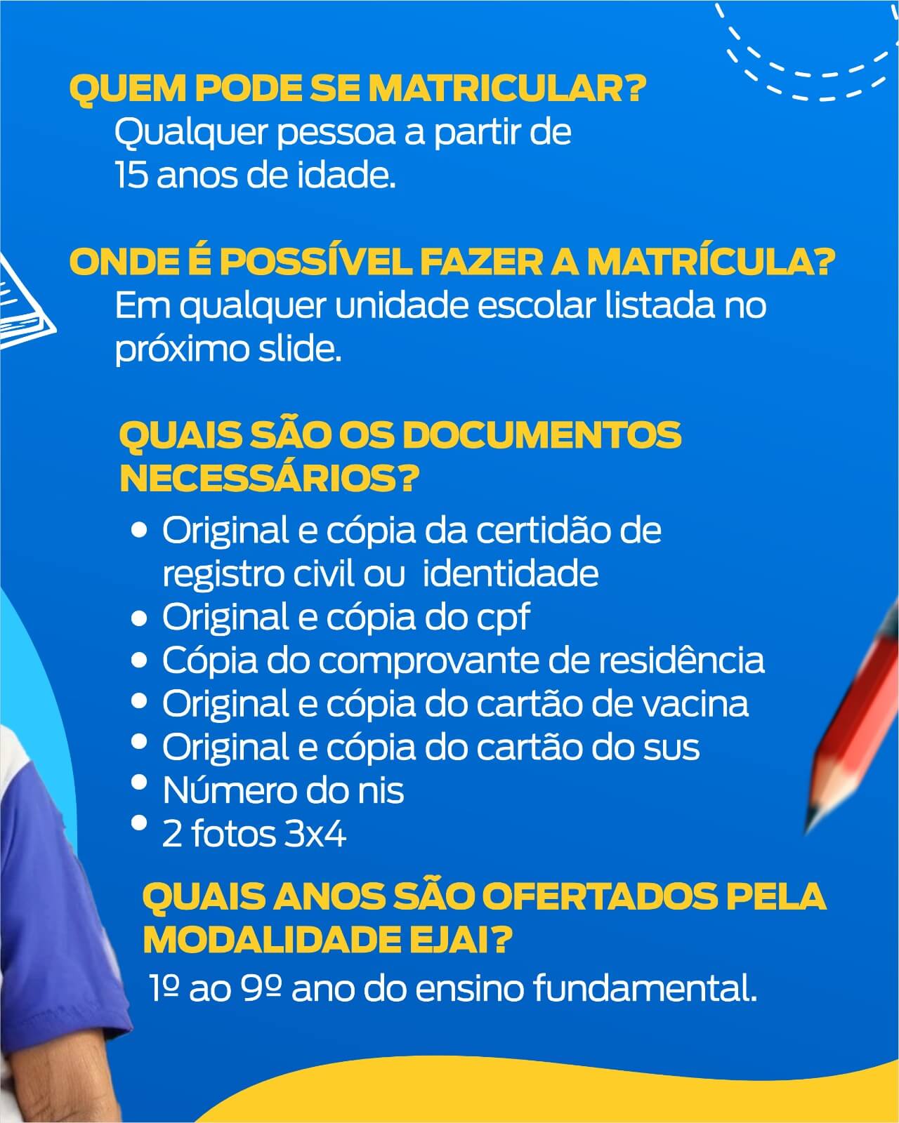 Eunápolis inicia hoje período de rematrículas da EJAI 6