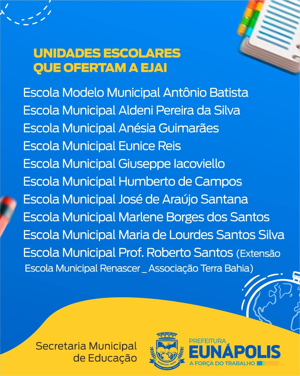 Eunápolis inicia hoje período de rematrículas da EJAI 5