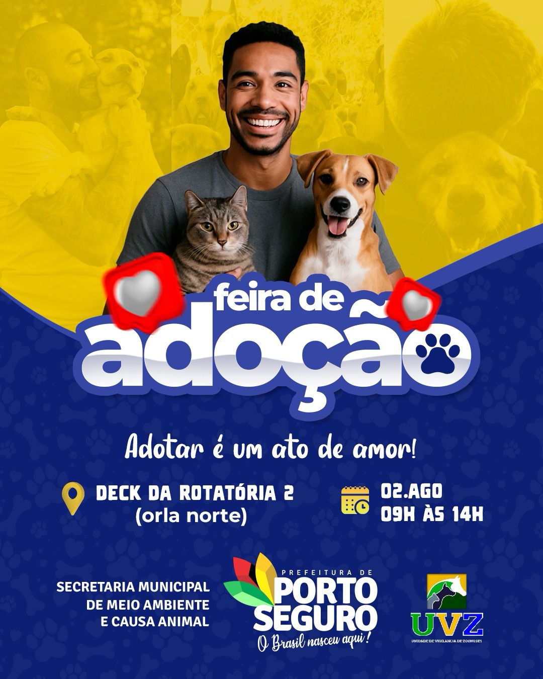 Participe da Feira de Adoção na Orla Norte neste sábado 4