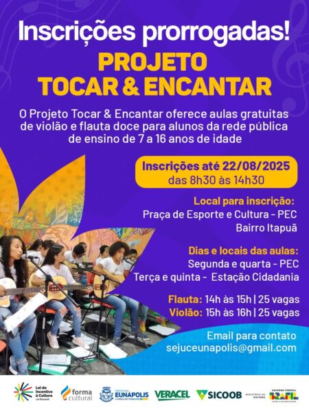 Últimos dias para se inscrever no projeto “Tocar & Encantar” em Eunápolis 5