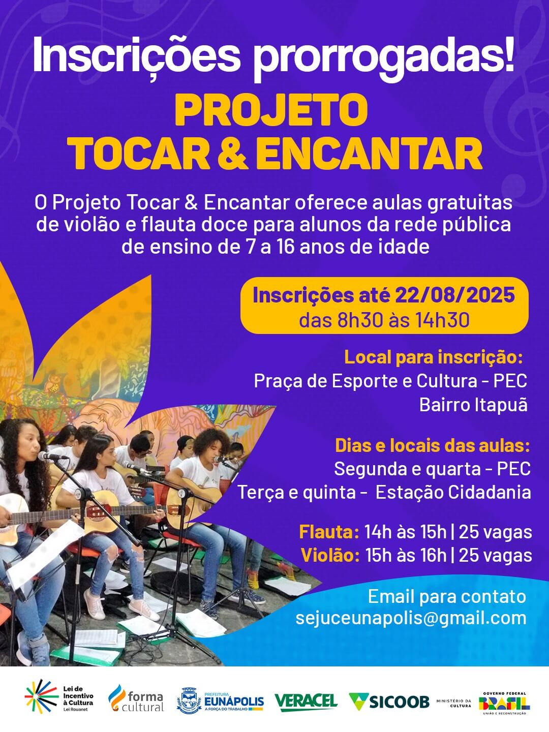 Últimos dias para se inscrever no projeto “Tocar & Encantar” em Eunápolis 4