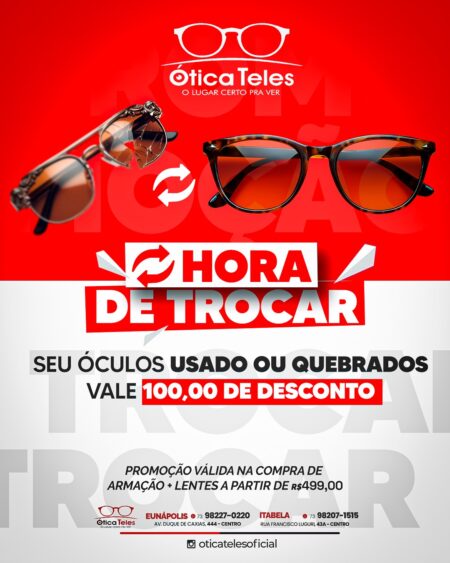Ótica Teles oferece R$100 de desconto para quem trocar óculos usados ou quebrados Ótica Teles oferece R$100 de desconto para quem trocar óculos usados ou quebrados 9