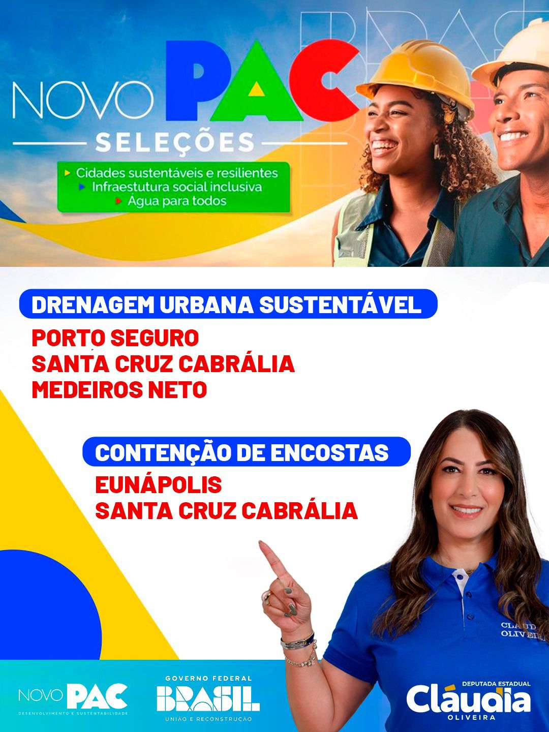 Deputada Cláudia Oliveira anuncia investimentos do Novo PAC Seleções para o Extremo Sul da Bahia 5