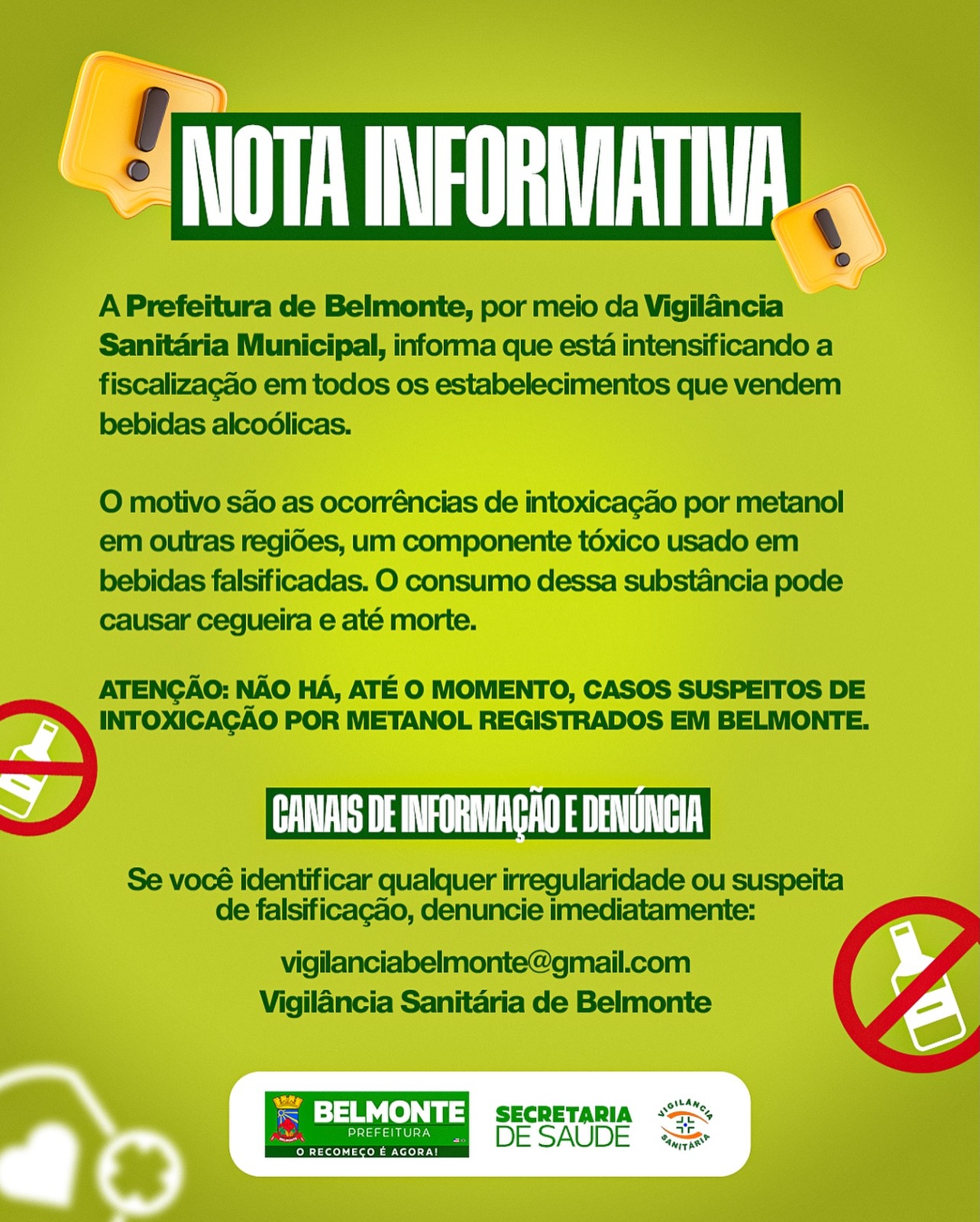 Prefeitura de Belmonte reforça fiscalização em meio à onda nacional de bebidas adulteradas com metanol 5