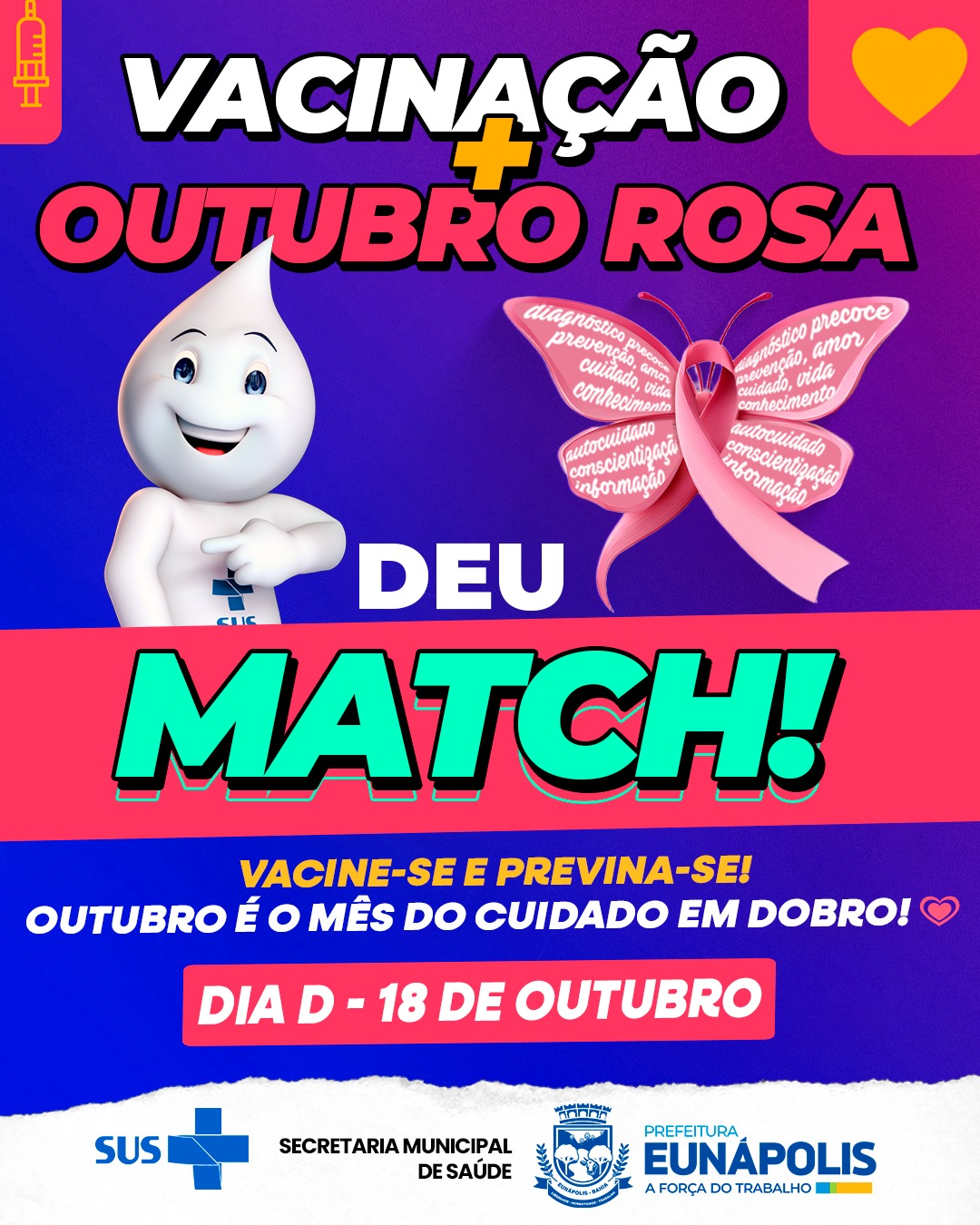 Vacinação e exames preventivos marcam o Dia D da Saúde em Eunápolis neste sábado 4