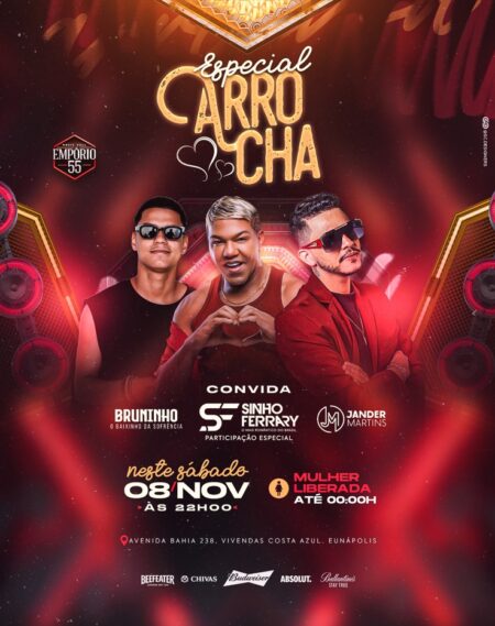 Neste sábado Empório55 promove noite de arrocha com Bruninho, Jander Martins e participação especial de Sinho Ferrary Neste sábado Empório55 promove noite de arrocha com Bruninho, Jander Martins e participação especial de Sinho Ferrary 6