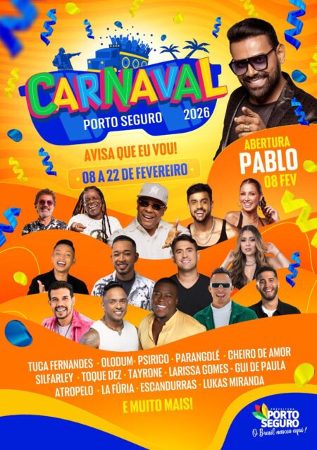 AVISA QUE EU VOU: Prefeitura de Porto Seguro anuncia programação oficial do Carnaval 2026 AVISA QUE EU VOU: Prefeitura de Porto Seguro anuncia programação oficial do Carnaval 2026 5