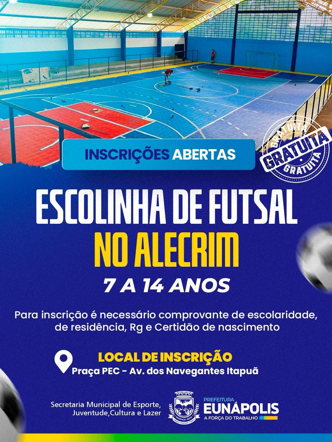 Prefeitura de Eunápolis abre inscrições para escolinhas de futebol e futsal 5