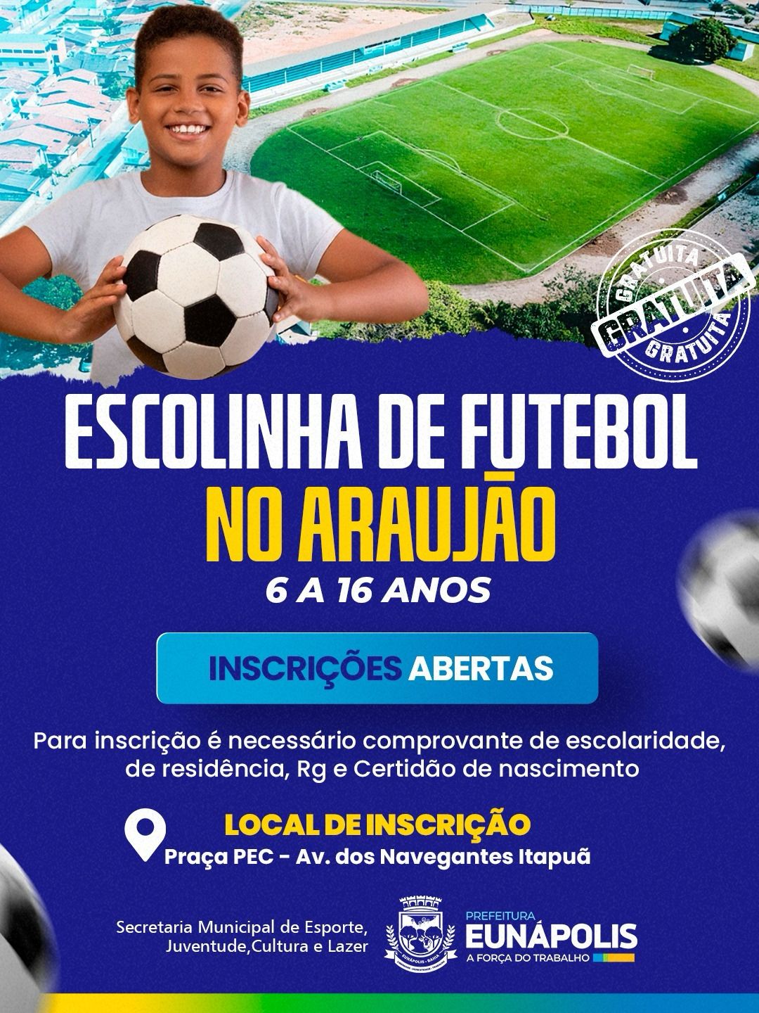 Prefeitura de Eunápolis abre inscrições para escolinhas de futebol e futsal 6