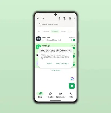 WhatsApp Premium permitirá fixar até 20 conversas 5