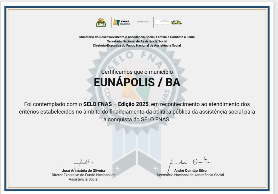Prefeitura de Eunápolis conquista Selo Nacional de Qualidade na Gestão da Assistência Social 6