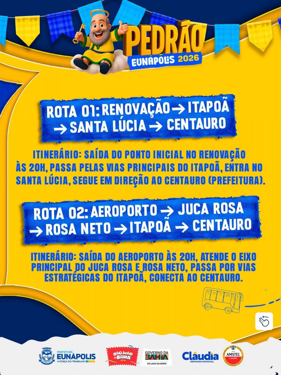 Prefeitura de Eunápolis libera ônibus de graça para o Pedrão 2026 com sete rotas especiais 5