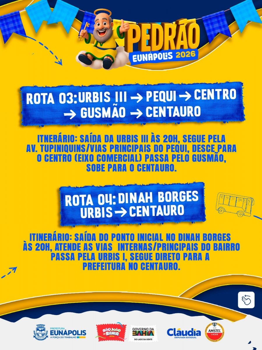 Prefeitura de Eunápolis libera ônibus de graça para o Pedrão 2026 com sete rotas especiais 6