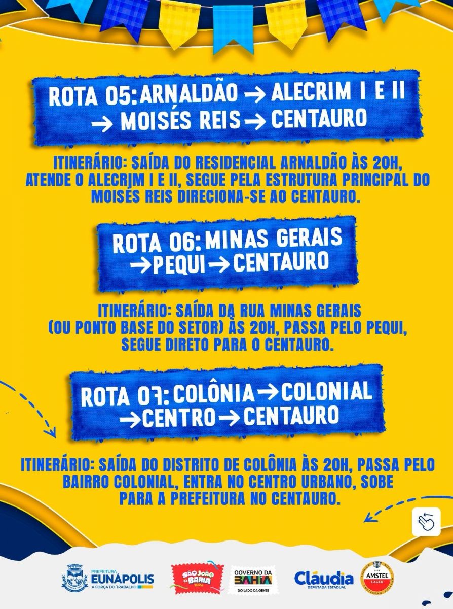 Prefeitura de Eunápolis libera ônibus de graça para o Pedrão 2026 com sete rotas especiais 7