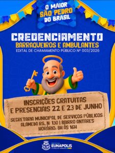 Pedrão 2026: Prefeitura abre dia 22 inscrições para barraqueiros e ambulantes atuarem no circuito da festa 117