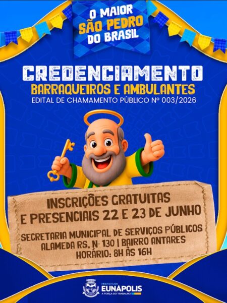 Pedrão 2026: Prefeitura abre dia 22 inscrições para barraqueiros e ambulantes atuarem no circuito da festa 125
